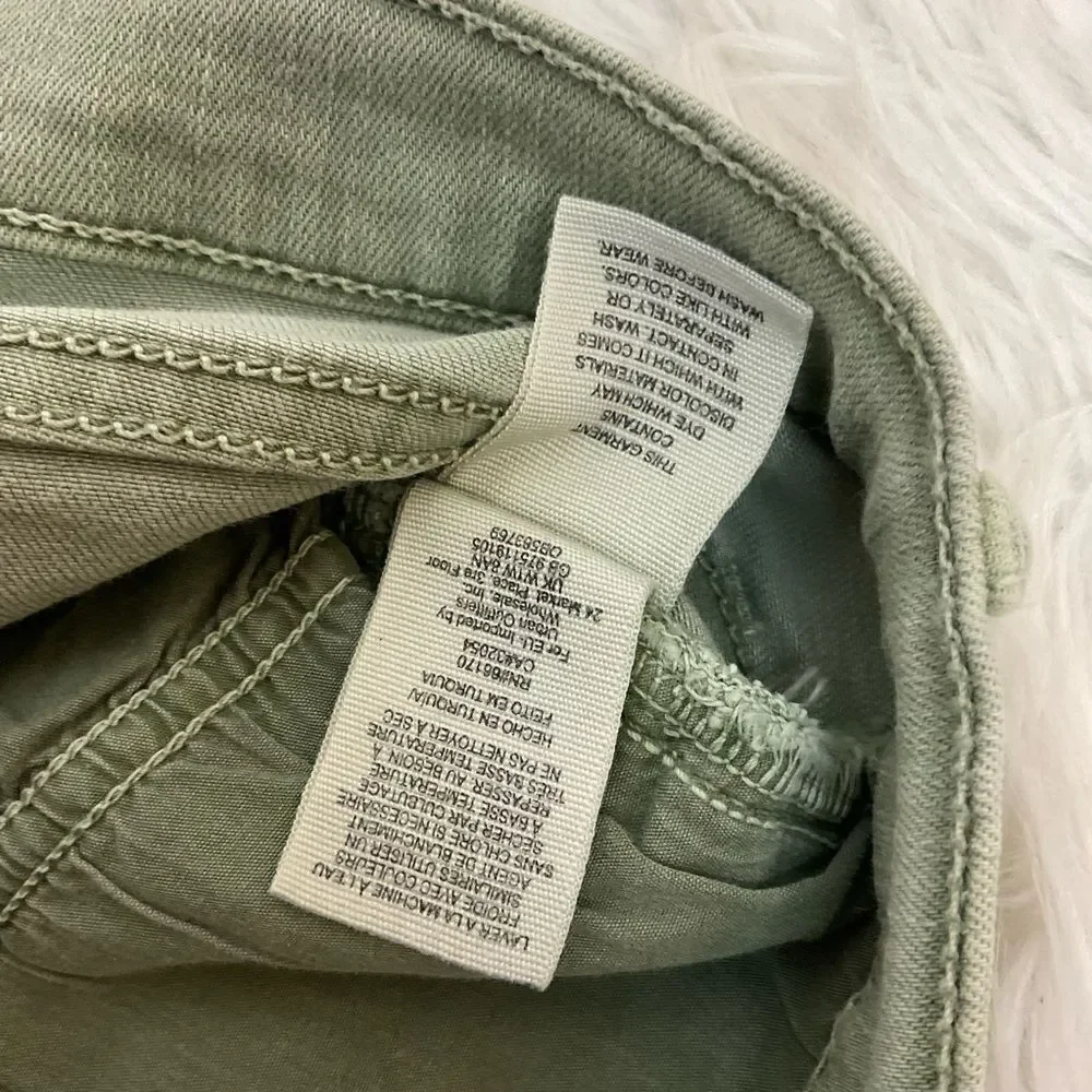Free People Moss Green High-Rise Busted Knee Skinny Jeans 26